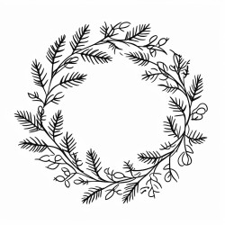 simple christmas wreath plain white background leaves not pine needles