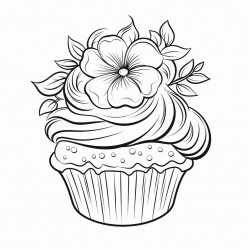 beautiful blooming  flower cupcake with frosting techniques or candy decorations
