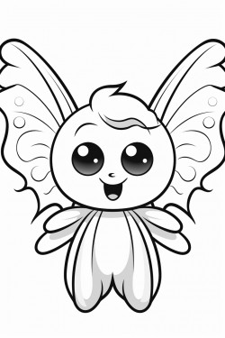 a cute ghost with butterfly wings flying