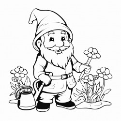 gnome gardening with a watering can