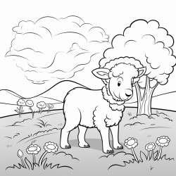 sheep grazing by a streem