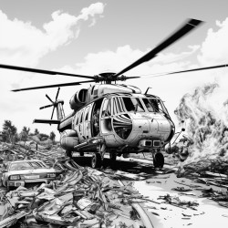 an air medical helicopter landing at the scene of an motor vehicle accident with fire department and ems on scene