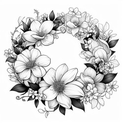 floral wreath with white space in the middle