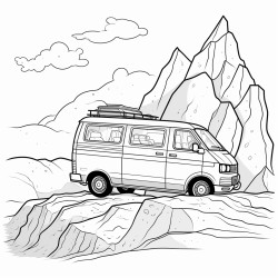 a van on a rocky cliff
