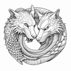 a snake and a wolf together