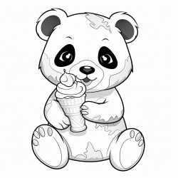 panda eats ice cream cone