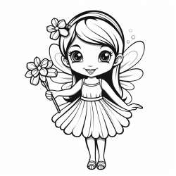 fairy with flower crown wearing a tutu dress carrying a wand