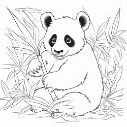 cute panda with bamboo forest