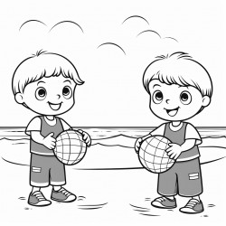 kids play beach balls on the beach