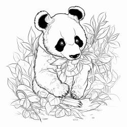 a panda eating leaves