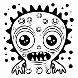 horror movie monster dottodot style bold black lines