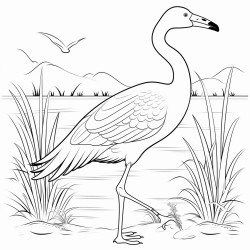 a flamingo stretching its wings and neck