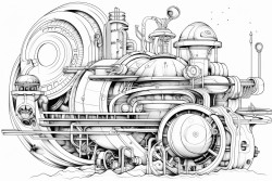 space design depicting an industrial machine planet