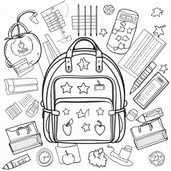 says first day of second grade in letters you can color in with different school supplies to color around it