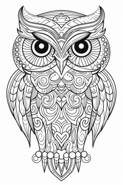 owl coloring page with mandala style