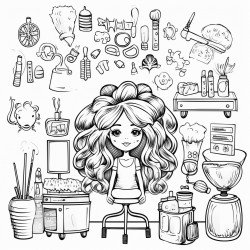 hair salon background doodle