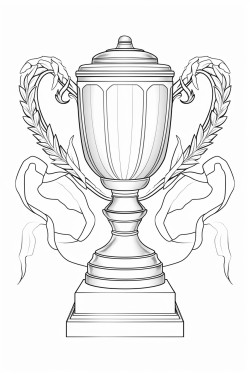 a trophy with a horizontal ribbon  sash that is blank