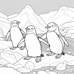 three penguins dancing on drift ice