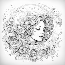 celestial moon and stars