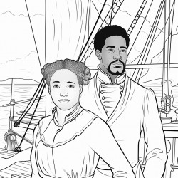 young african american lightskin young woman and man on a ship in the 1800s