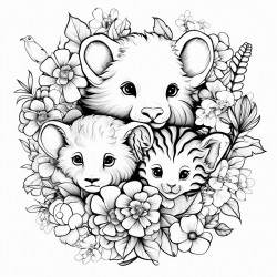 baby animals wearing flowers