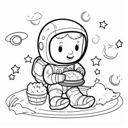 astronaut eating burger