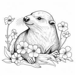 platypus with woodland flowers