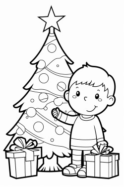 erstelle ein ausmalbild fr kinder weihnachten weihnachtsmann weihnachtsbaum geschenke