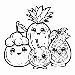 coloring pages for kids all types of cute fruits food and drinks