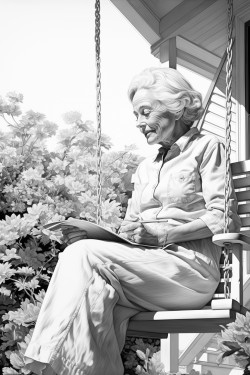 grandma sitting on porch swing