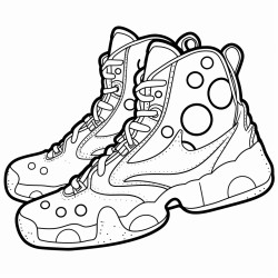 a basketball pair of shoes with a polka dot pattern and a playful aesthetic
