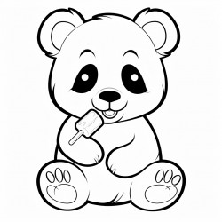 a panda eating a popsicle