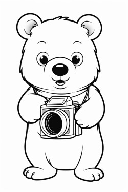 bear holding a camera