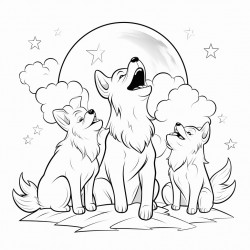 a pack of wolves howling at the moon cute