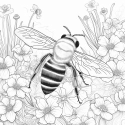 bee in a garden of flowers saying bee mindful