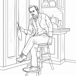 old science teacher in leather pants and high pony tail in a lift with an injured foot