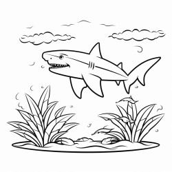 tropical island shark palm tree