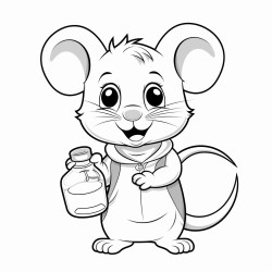 mouse holding a bottle
