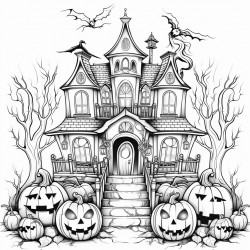 a haunted house with clowns pumpkins