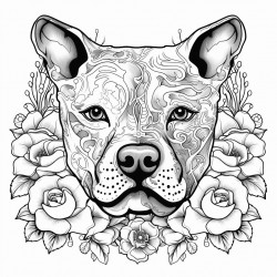 a pitbull with skulls