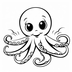 a playful fun cartoon version of an octopus