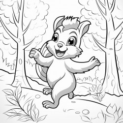 a squirrel with open arms in the forest