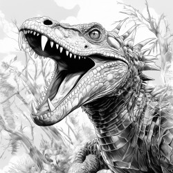 goanna head facing camera catching flies with tongue