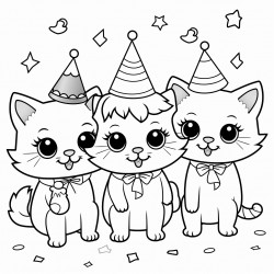 three cats at a party