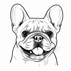 portrait of a french bulldog face tongue showing