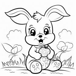 bunny eats strawberry