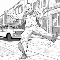 grumpy grampa dancing in the street