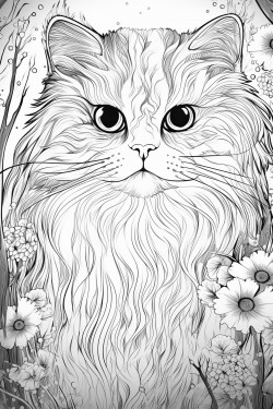 a beautiful but disheveled cat in a magical forest