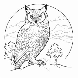great horned owl gliding in front of the moon