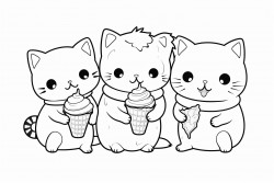 three cats eating ice cream
